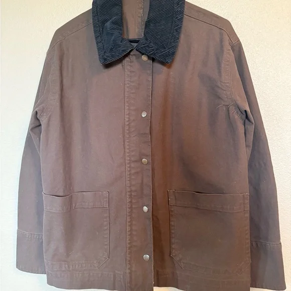 Old Navy Brown Utility Jacket with Black Collar - Picture 1 of 2